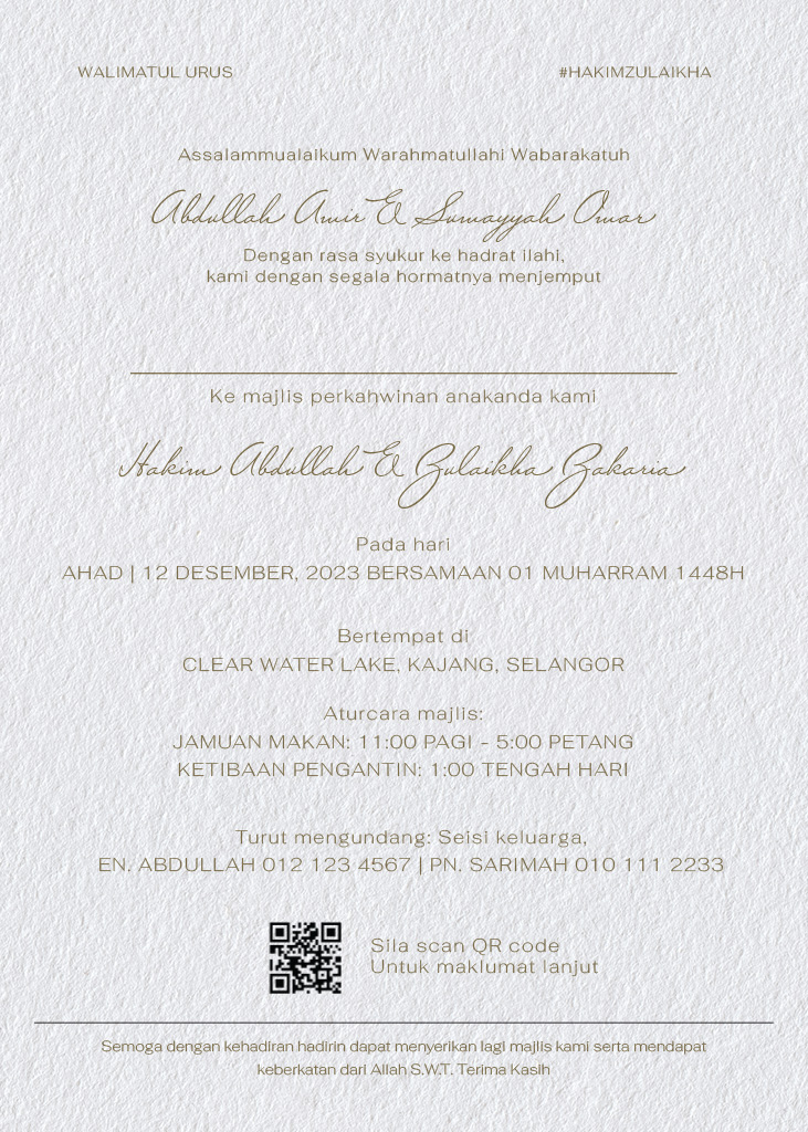 Invitation card featuring elegant script