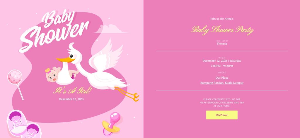 baby shower stork screen